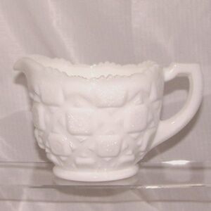 VTG 1940 Old Quilt Pattern, Milk Glass Creamer by Westmoreland
